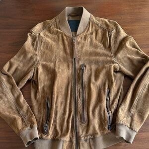 ALL SAINTS Mens M Brown Suede Bomber Jacket